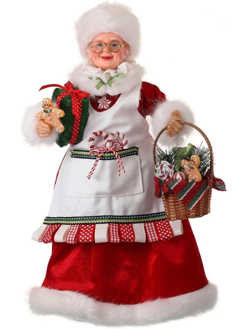 16" Mrs. Claus Candy Kitchen Figurine with Basket - Holiday Decor & Gift Idea
